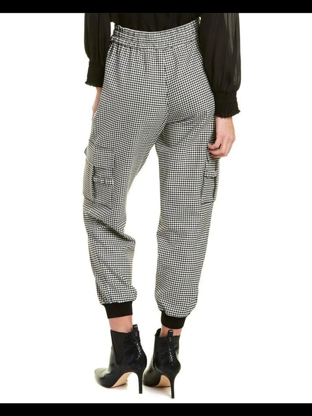 Alice + Olivia Black and White Houndstooth Cargo Joggers - Picture 3 of 10